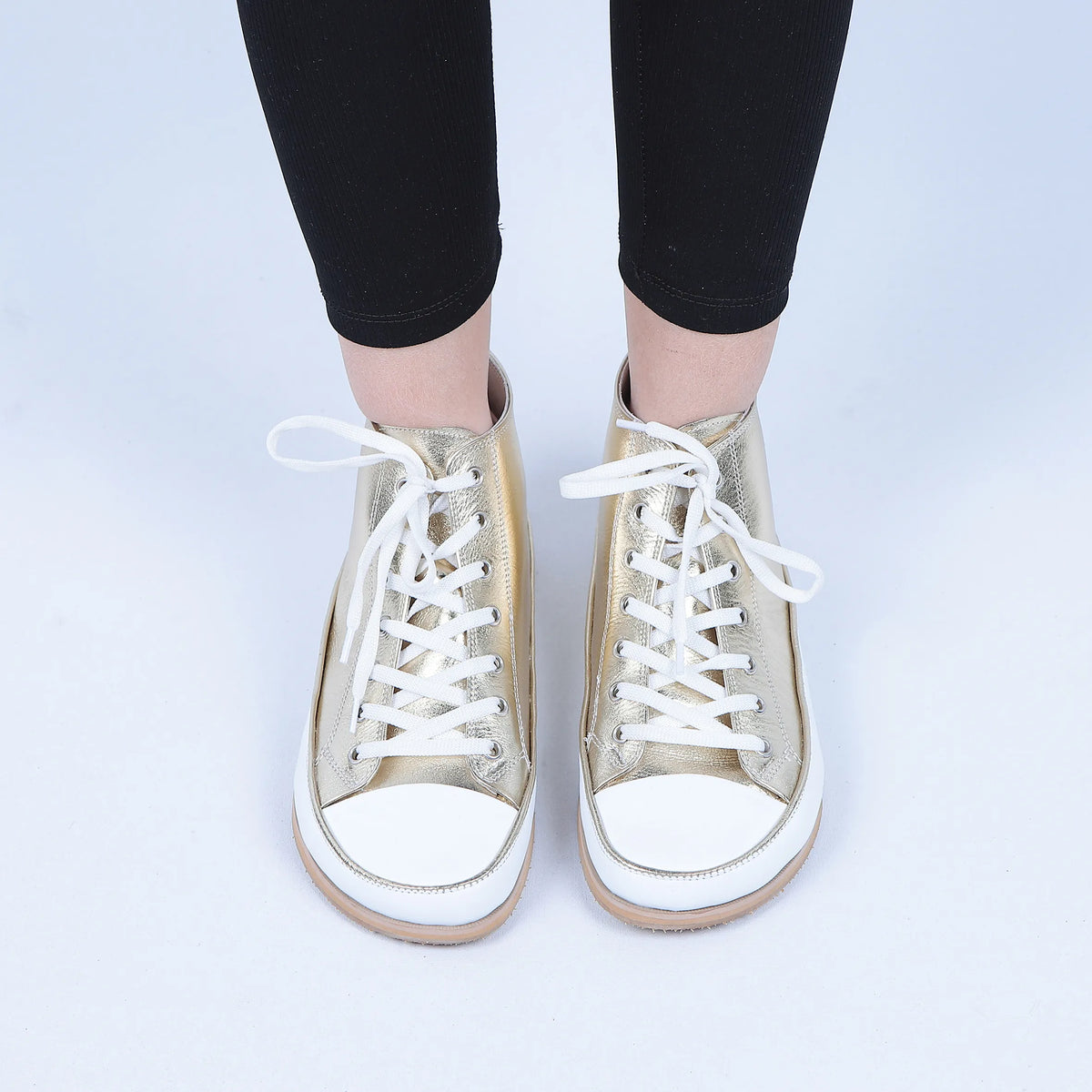 Bright Barefoot Long Boots Converse Shoes – Eva Outsole – Gold