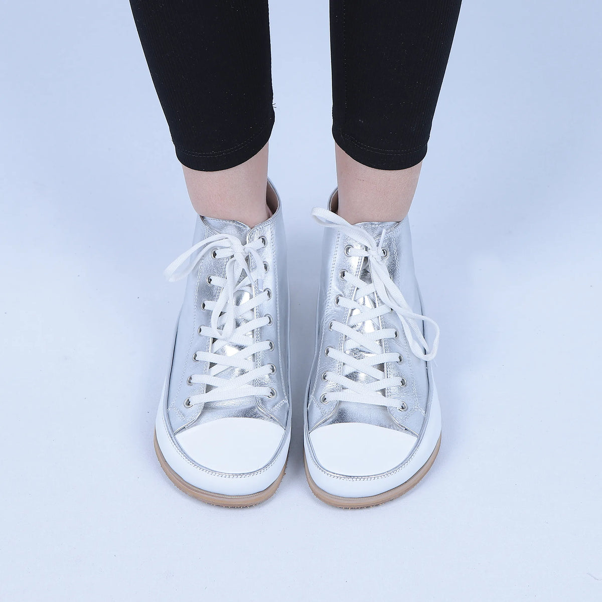 Bright Barefoot Long Boots Converse Shoes – Eva Outsole – Silver