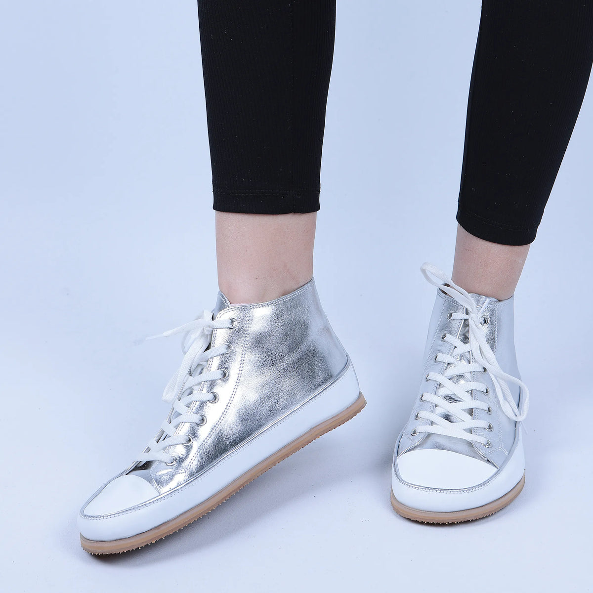 Bright Barefoot Long Boots Converse Shoes – Eva Outsole – Silver
