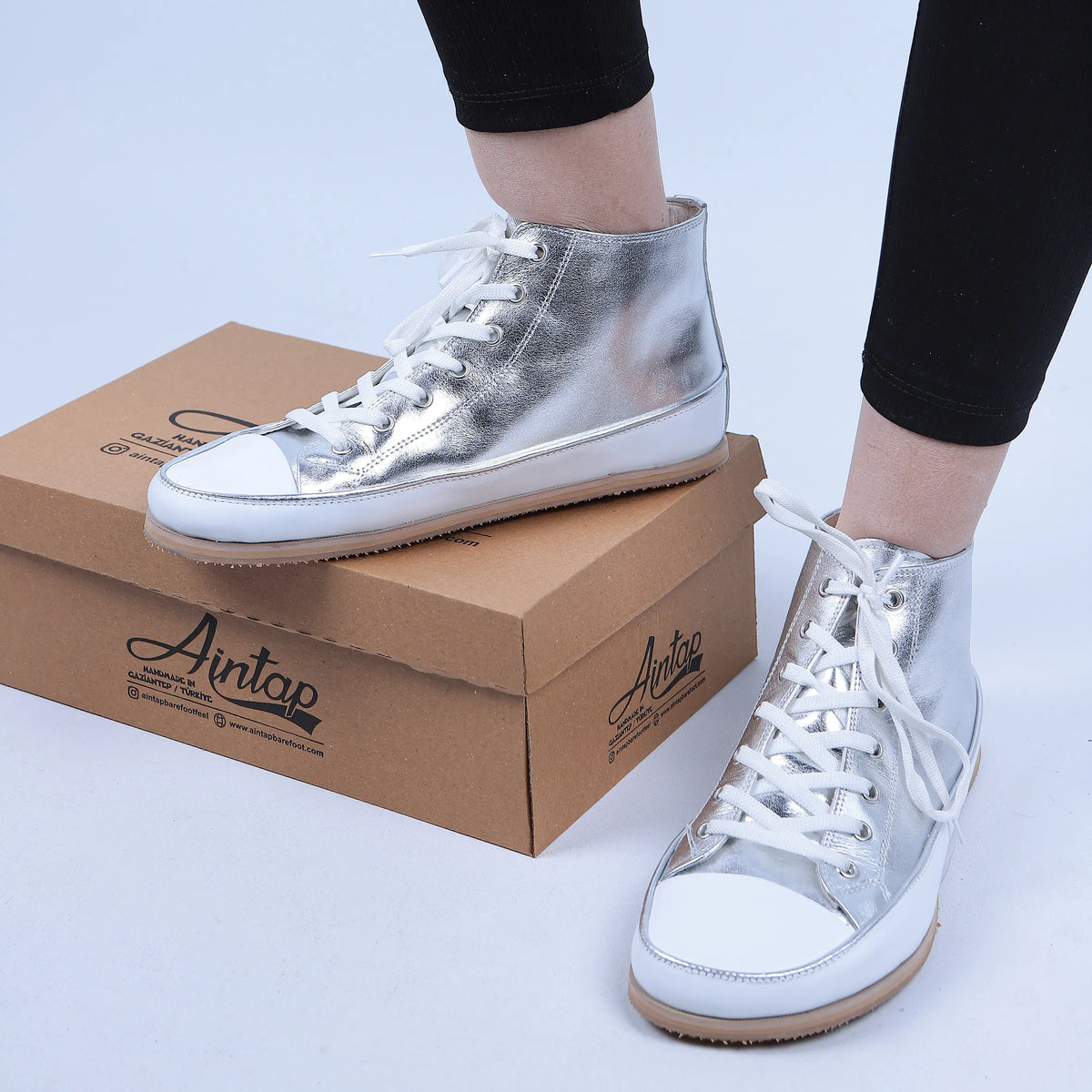 Bright Barefoot Long Boots Converse Shoes – Eva Outsole – Silver