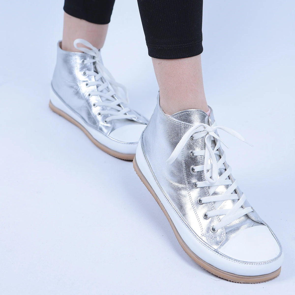 Bright Barefoot Long Boots Converse Shoes – Eva Outsole – Silver