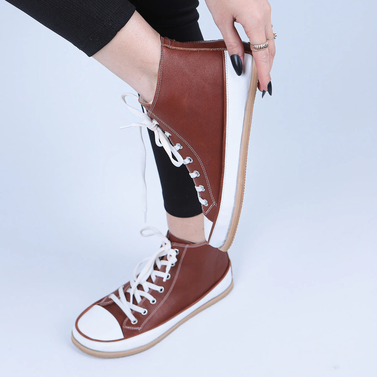 Smooth Barefoot Long Boots Converse Shoes – Eva Outsole – Tan