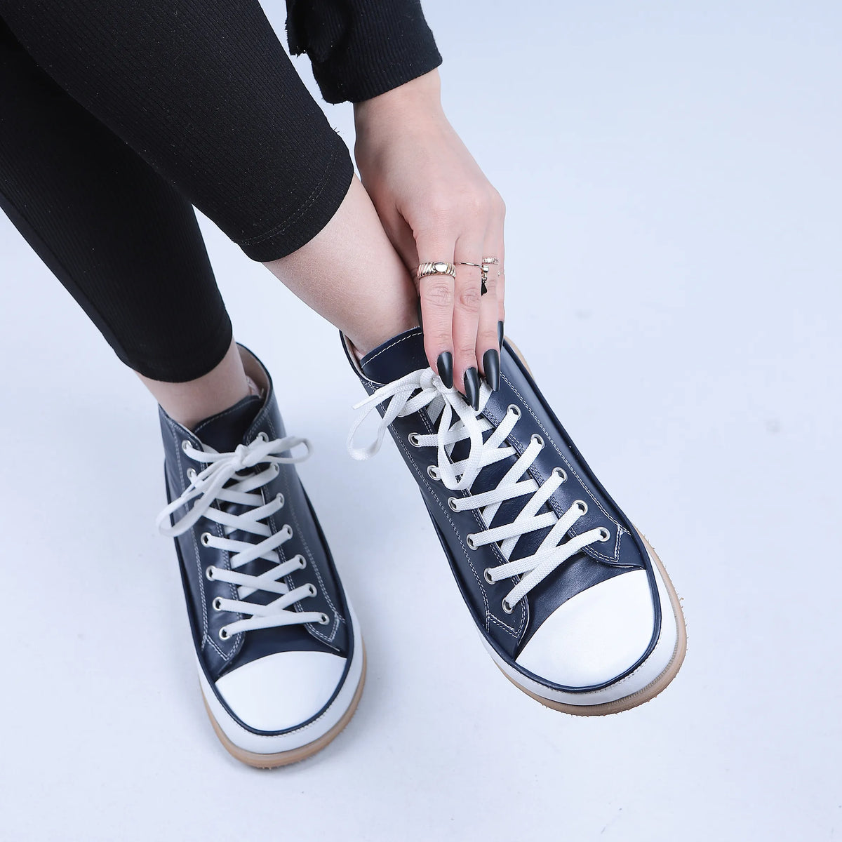 Smooth Barefoot Long Boots Converse Shoes – Eva Outsole – Navy Blue