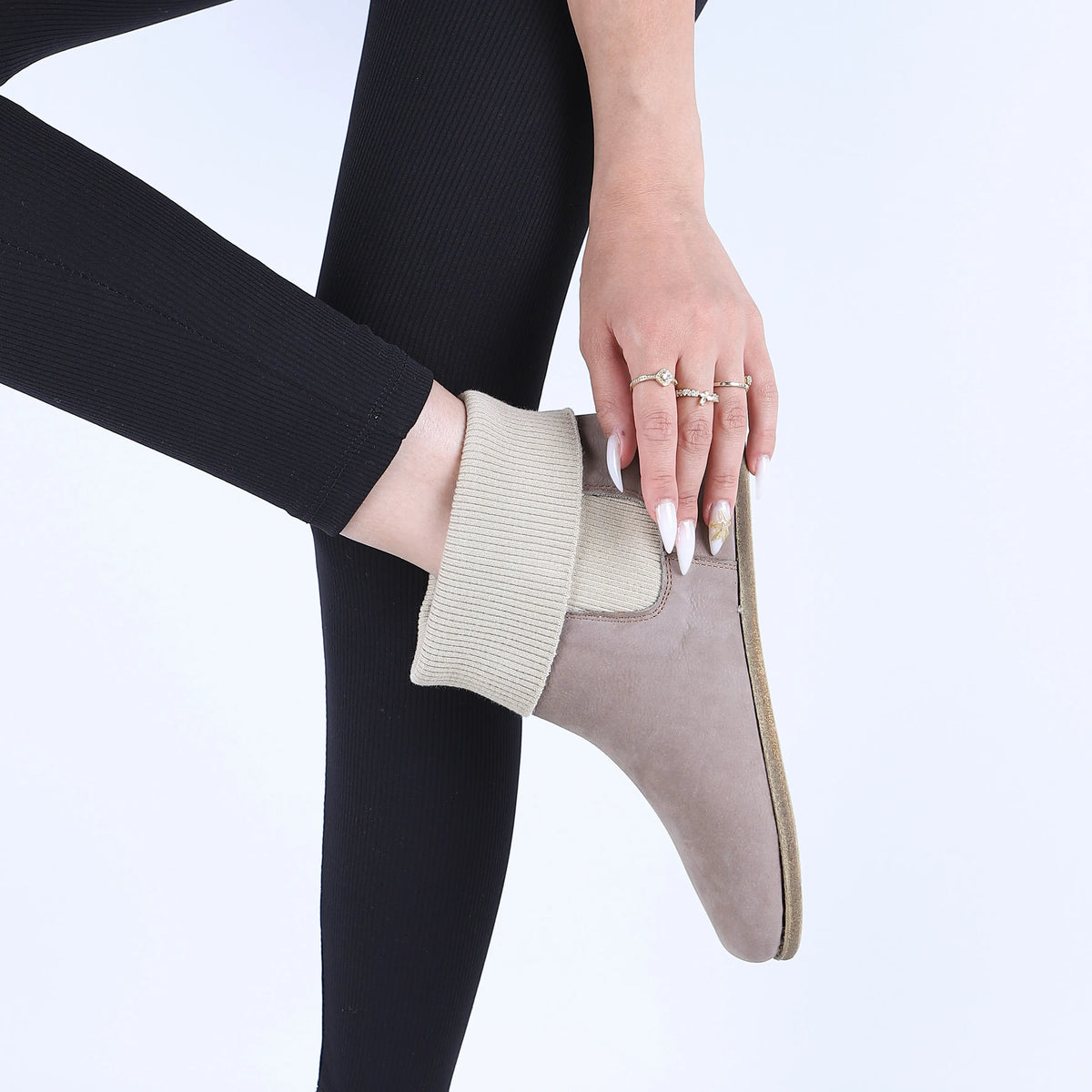 Nubuck Barefoot Socks Chelsea Shoes – Classic Sole — Leather Sole – Smoked