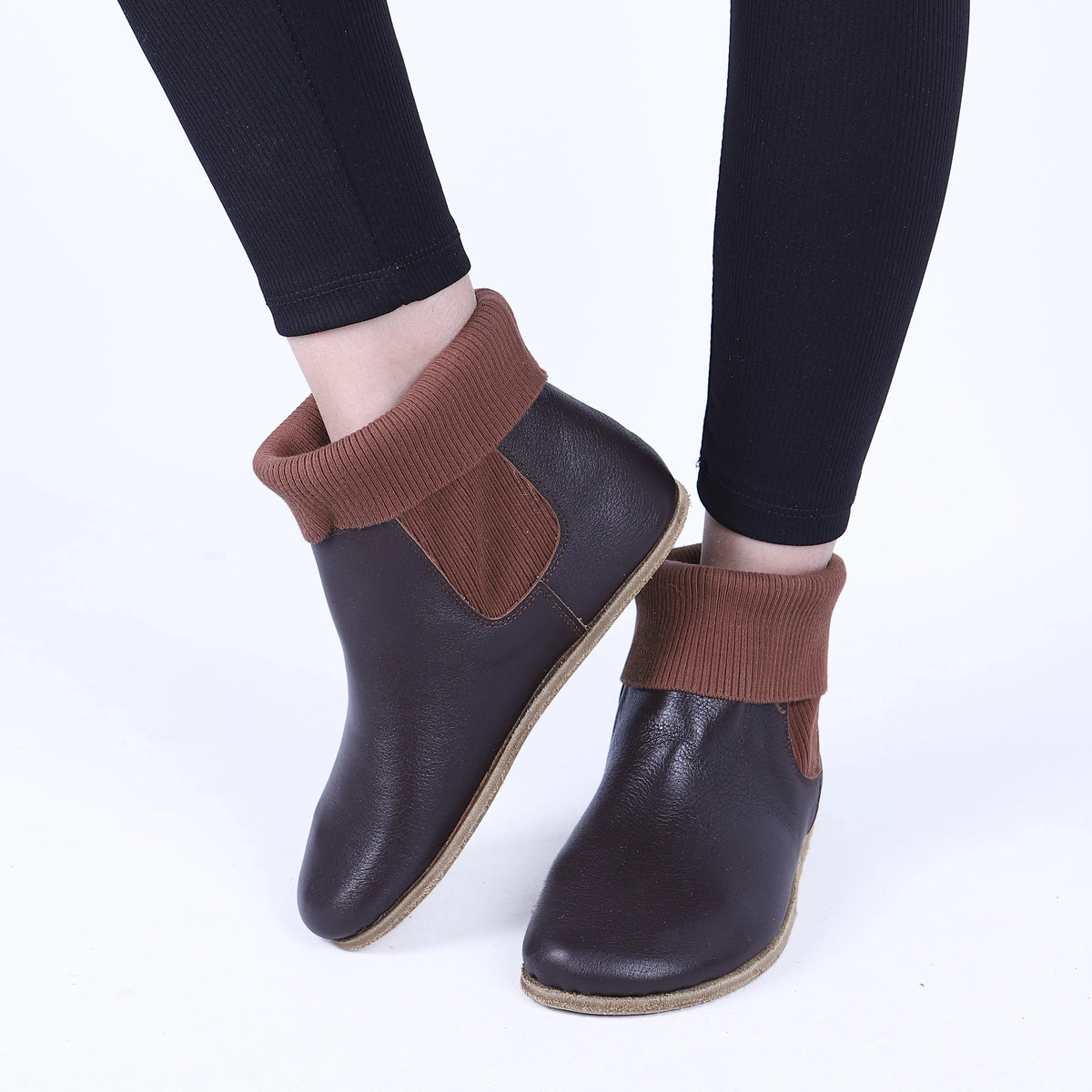 Smooth Barefoot Socks Chelsea Shoes – Classic Sole — Leather Sole – Dark Brown