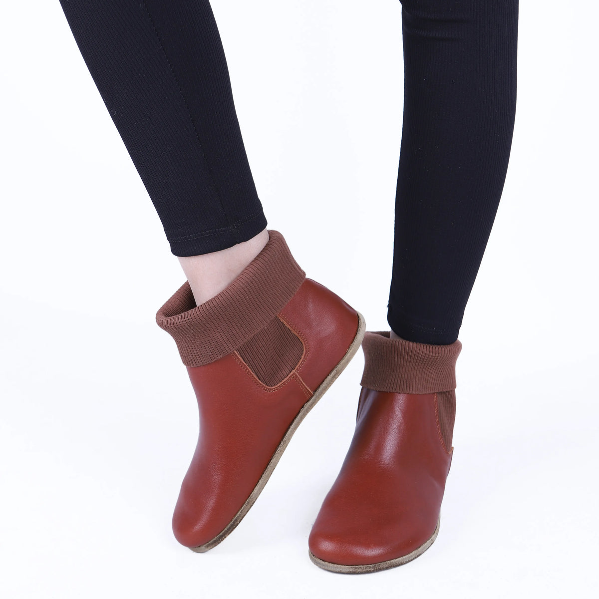 Smooth Barefoot Socks Chelsea Shoes – Classic Sole — Leather Sole – Brown