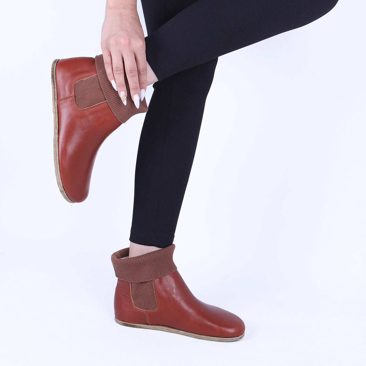 Smooth Barefoot Socks Chelsea Shoes – Classic Sole — Leather Sole – Brown