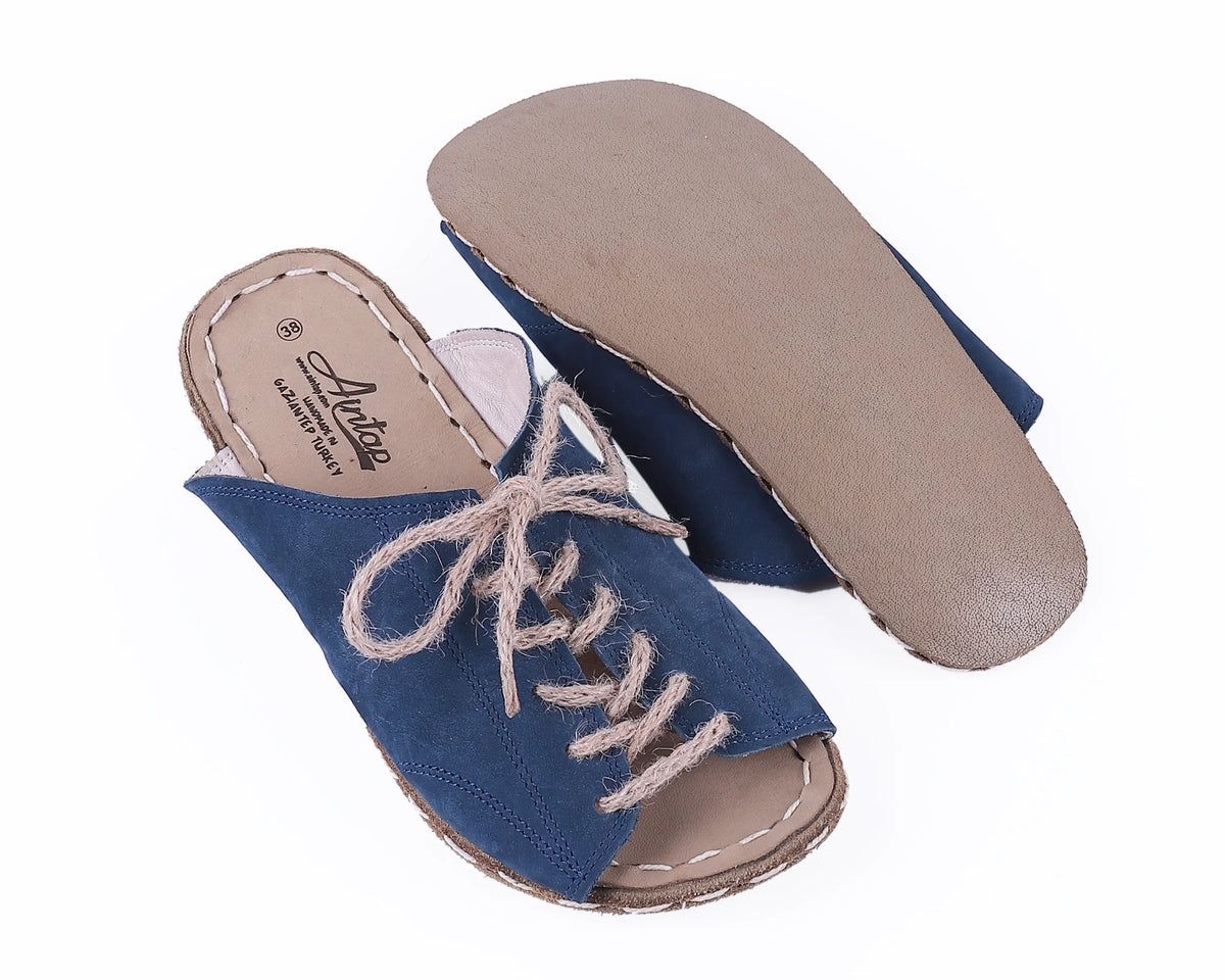 Nubuck Barefoot Laces Sandals Shoes — Leather Sole – Jeans