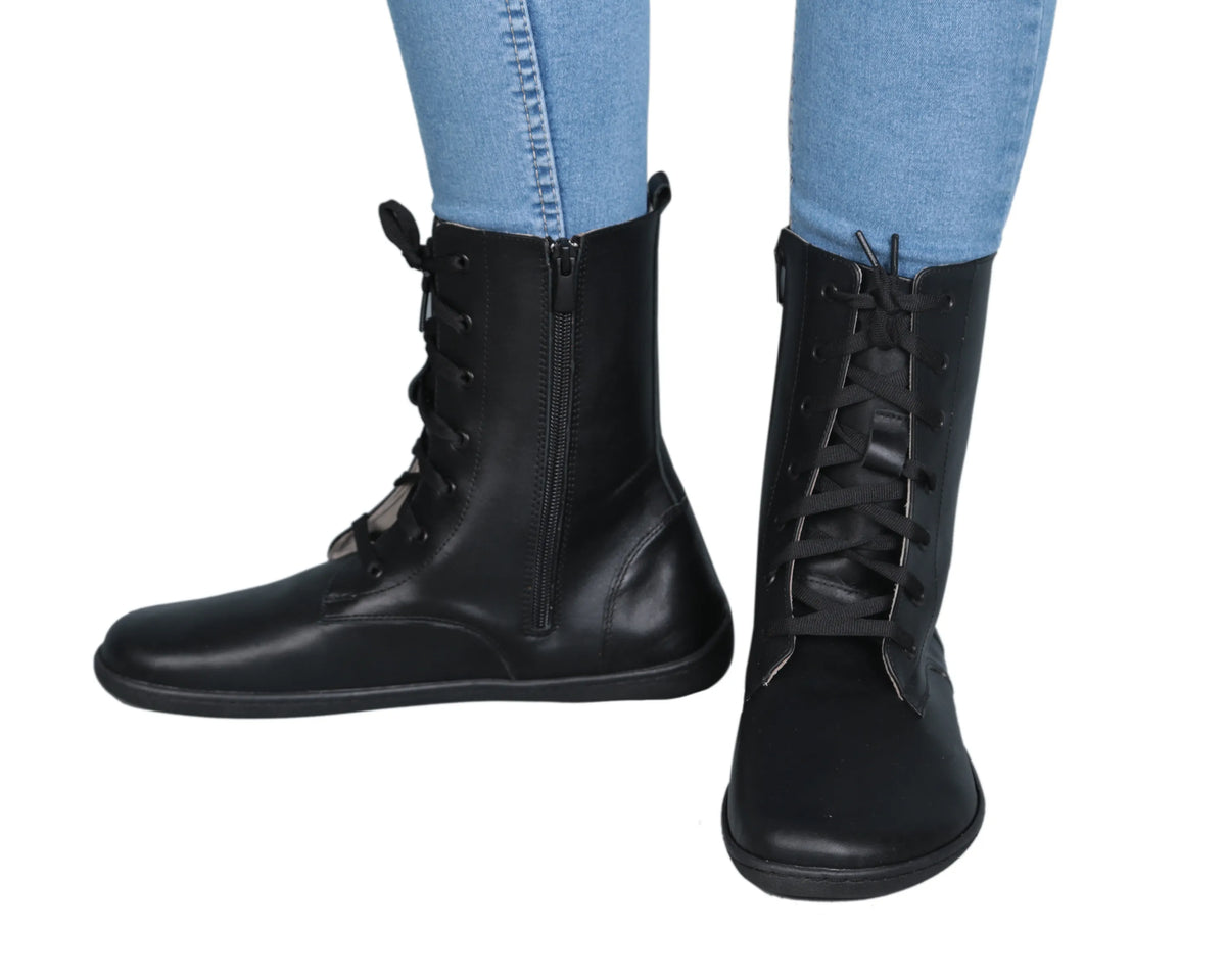 Smooth Barefoot Long Boots Shoes – 6mm Rubber Sole – Black