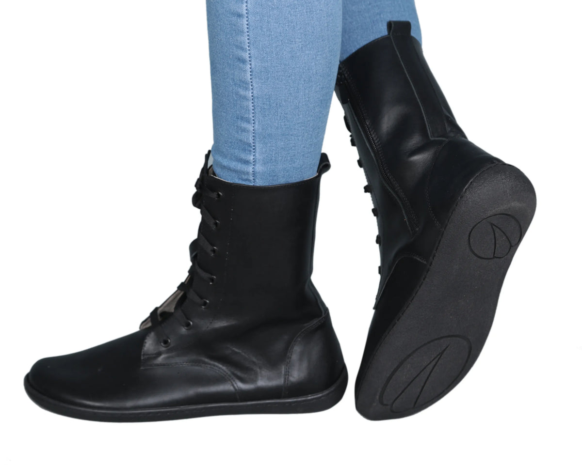 Smooth Barefoot Long Boots Shoes – 6mm Rubber Sole – Black