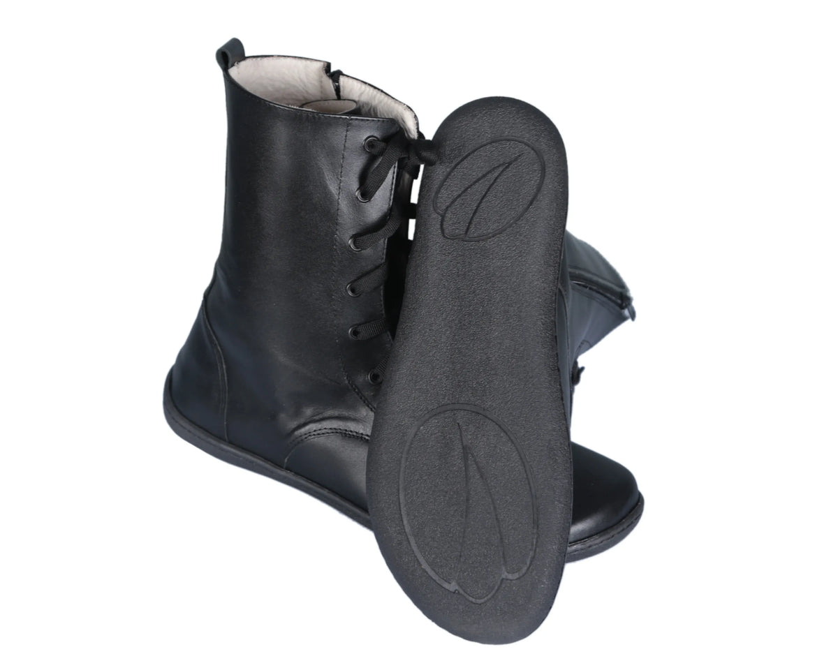 Smooth Barefoot Long Boots Shoes – 6mm Rubber Sole – Black