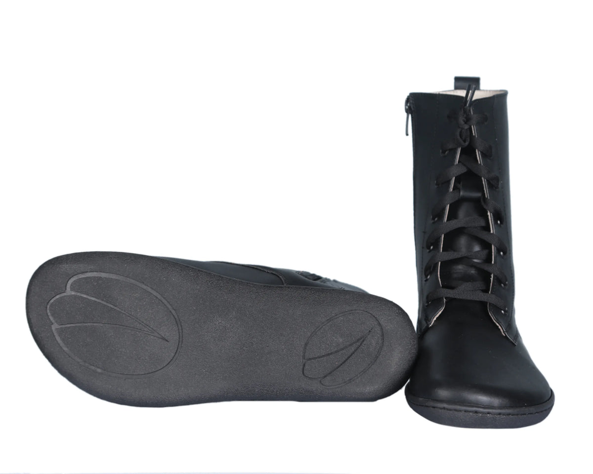 Smooth Barefoot Long Boots Shoes – 6mm Rubber Sole – Black