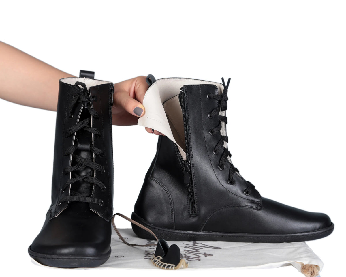 Smooth Barefoot Long Boots Shoes – 6mm Rubber Sole – Black