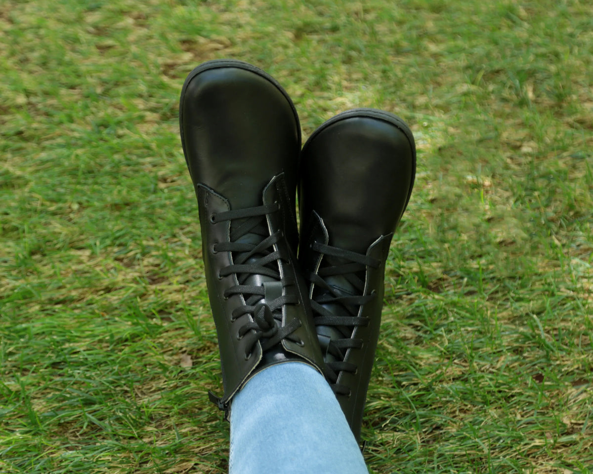 Smooth Barefoot Long Boots Shoes – 6mm Rubber Sole – Black