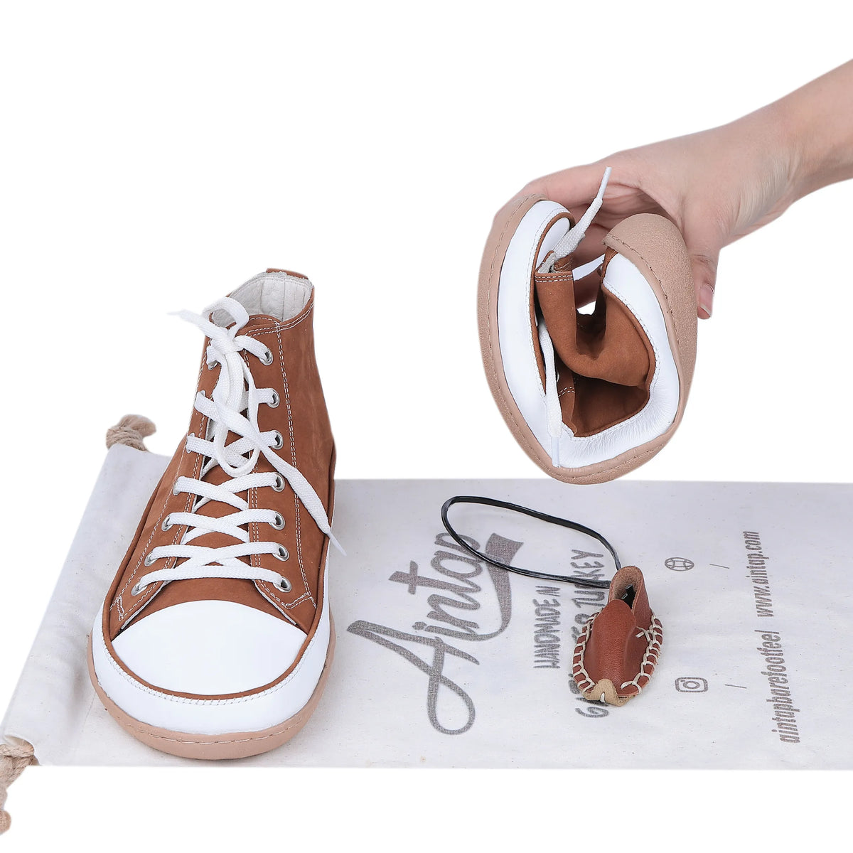 Nubuck Barefoot Long Boots Converse Shoes – 6mm Rubber Sole – Tan