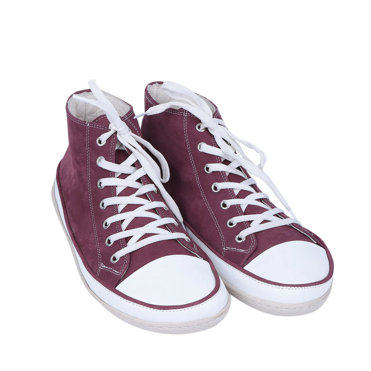 Nubuck Barefoot Long Boots Converse Shoes – 6mm Rubber Sole – Burgundy