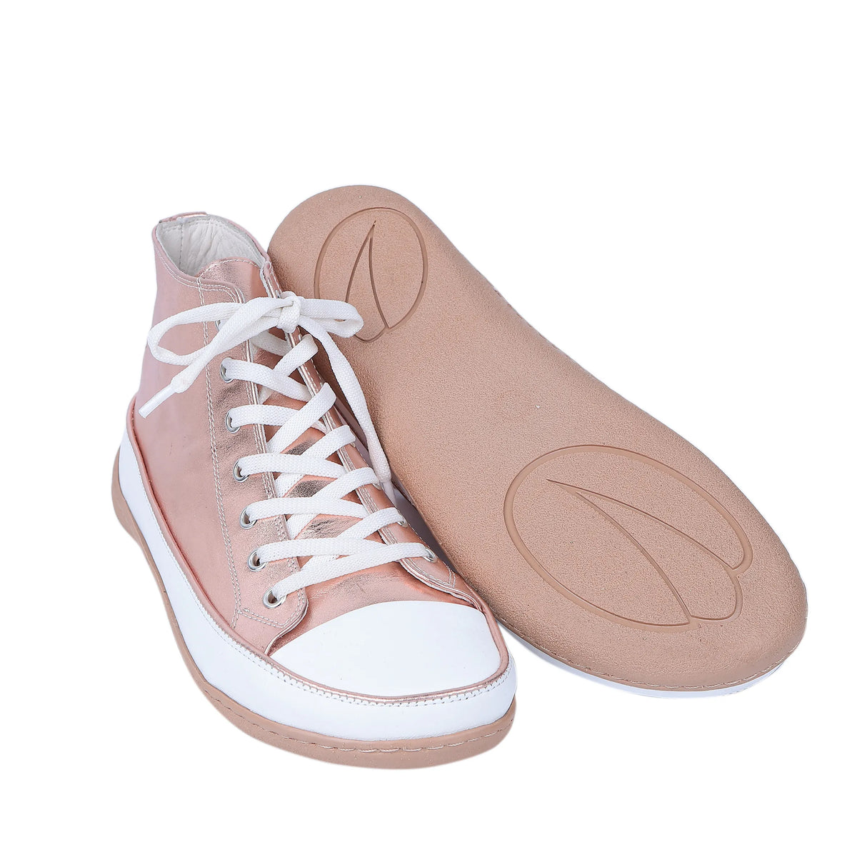 Bright Barefoot Long Boots Converse Shoes – 6mm Rubber Sole – Rose Gold
