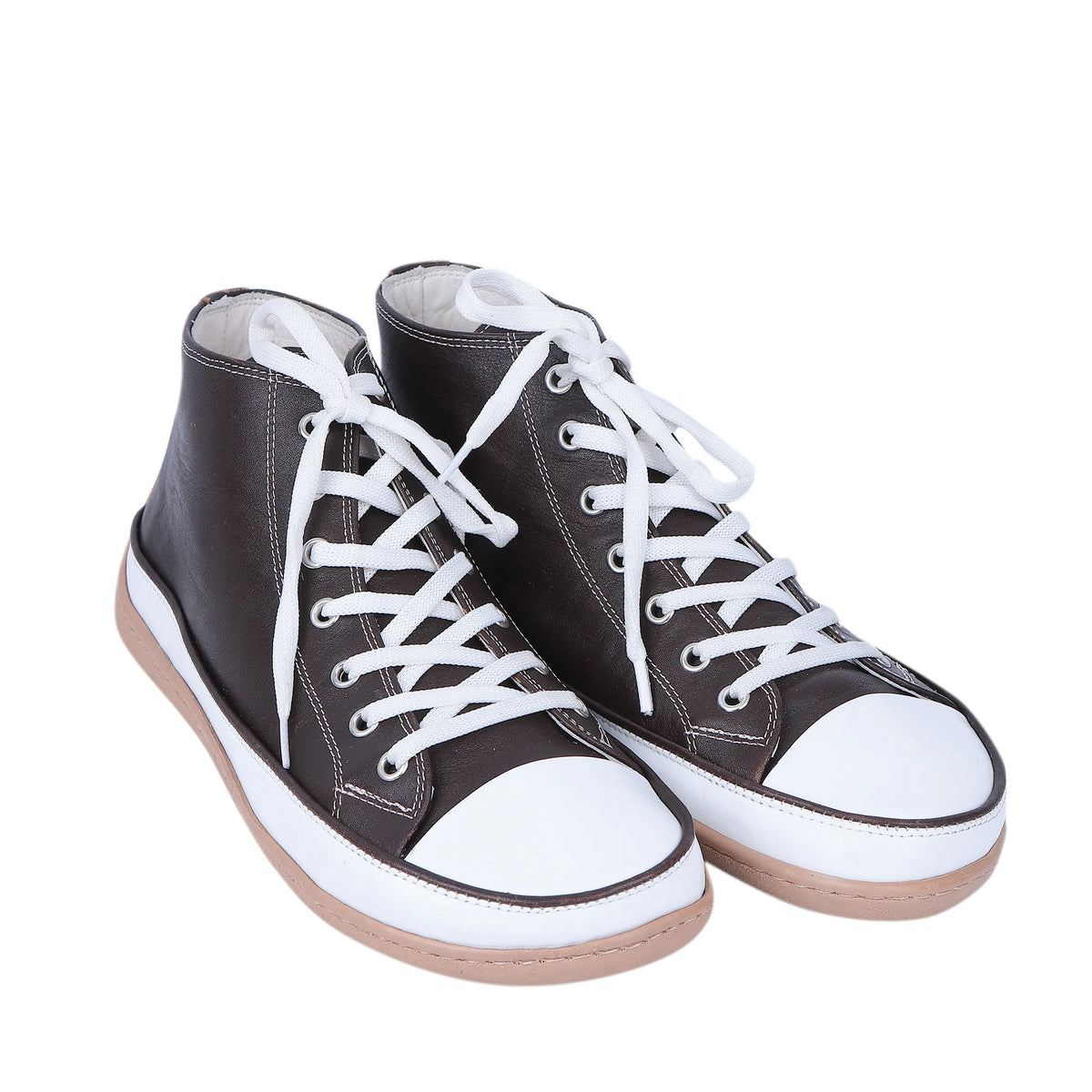 Smooth Barefoot Long Boots Converse Shoes – 6mm Rubber Sole – Dark Brown