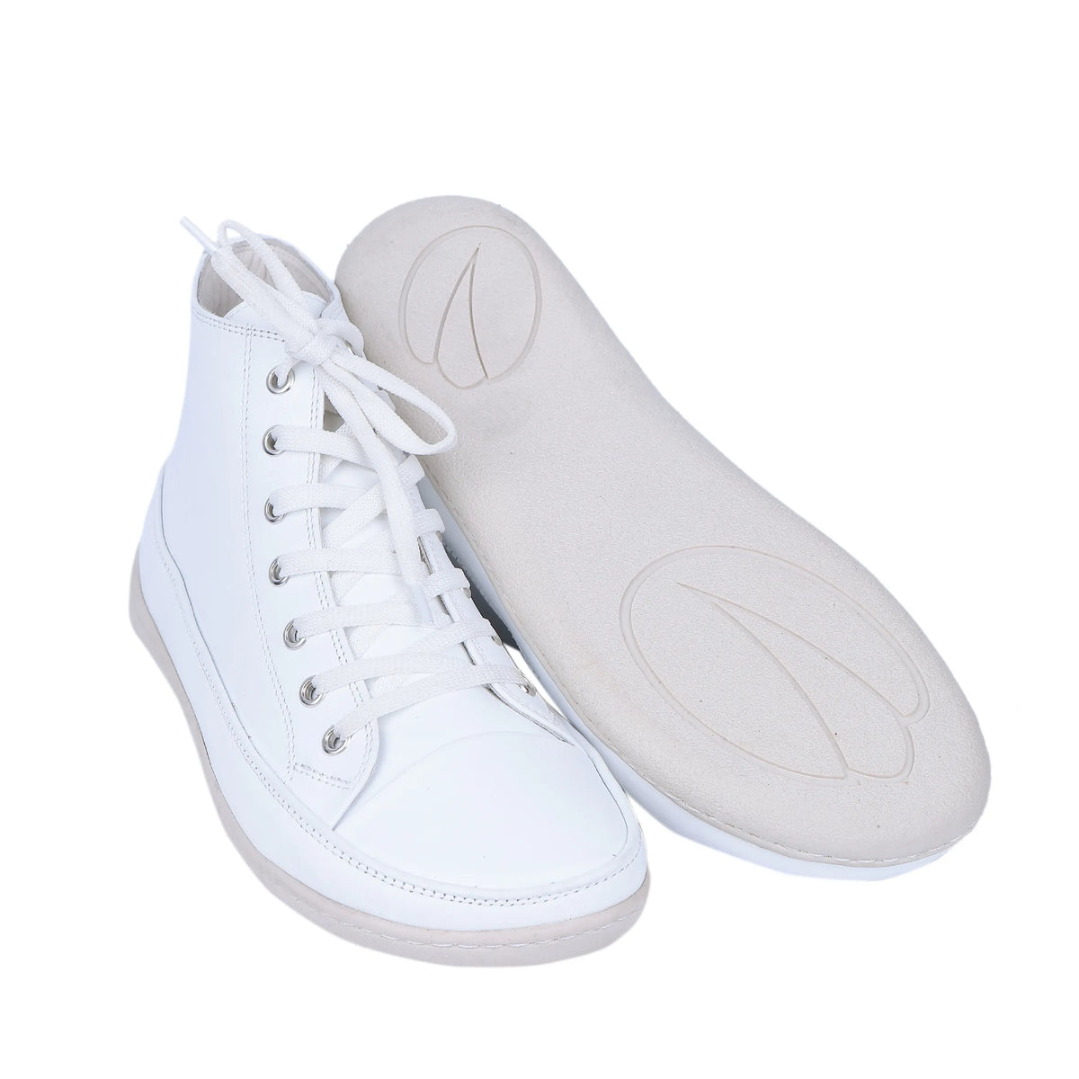 Smooth Barefoot Long Boots Converse Shoes – 6mm Rubber Sole – Full White