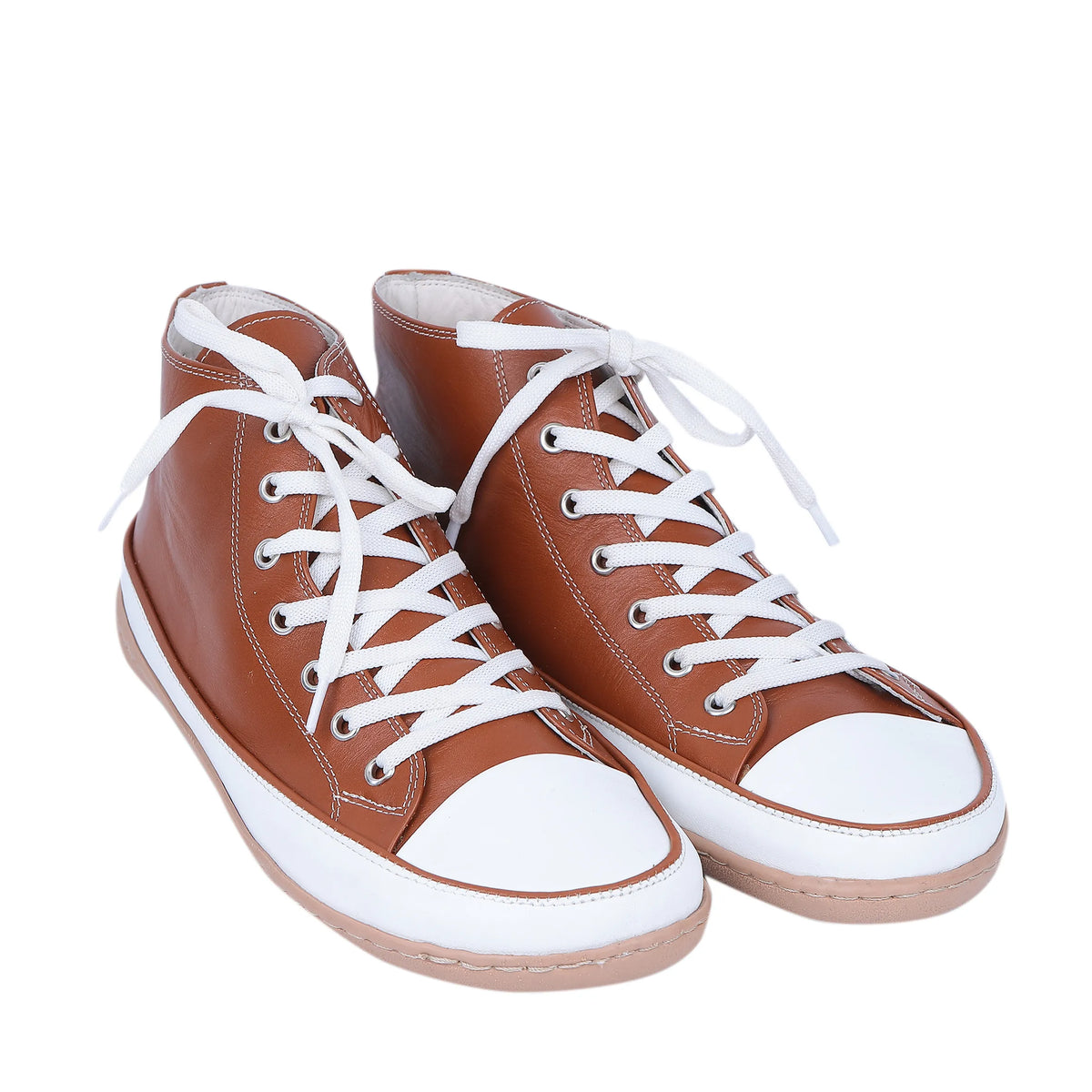 Smooth Barefoot Long Boots Converse Shoes – 6mm Rubber Sole – Tan