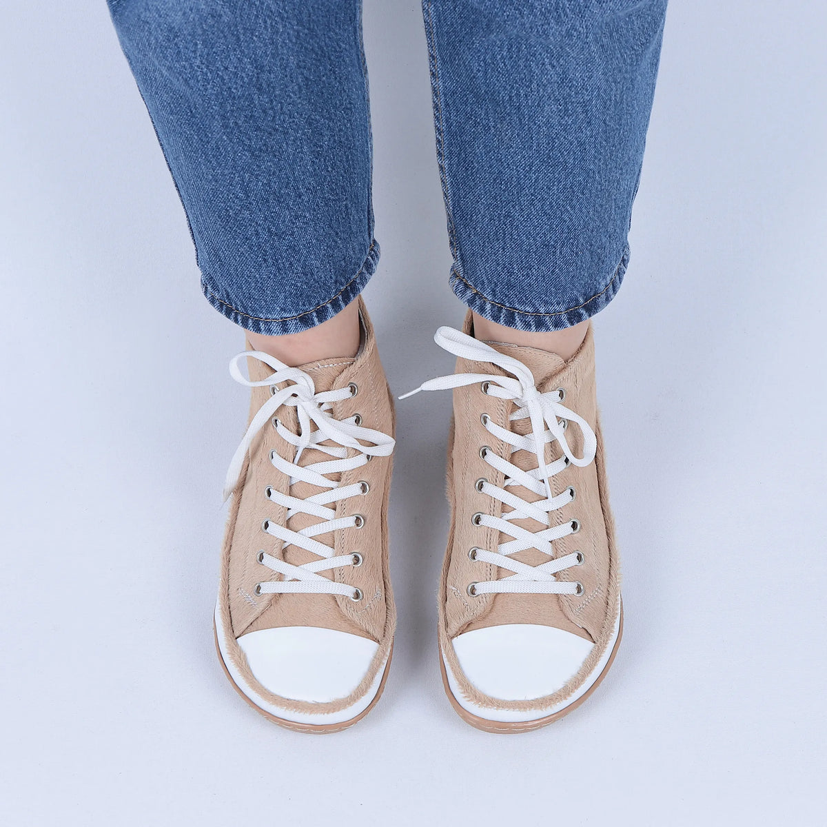 Hair Barefoot Long Boots Converse Shoes – 6mm Rubber Sole – Beige