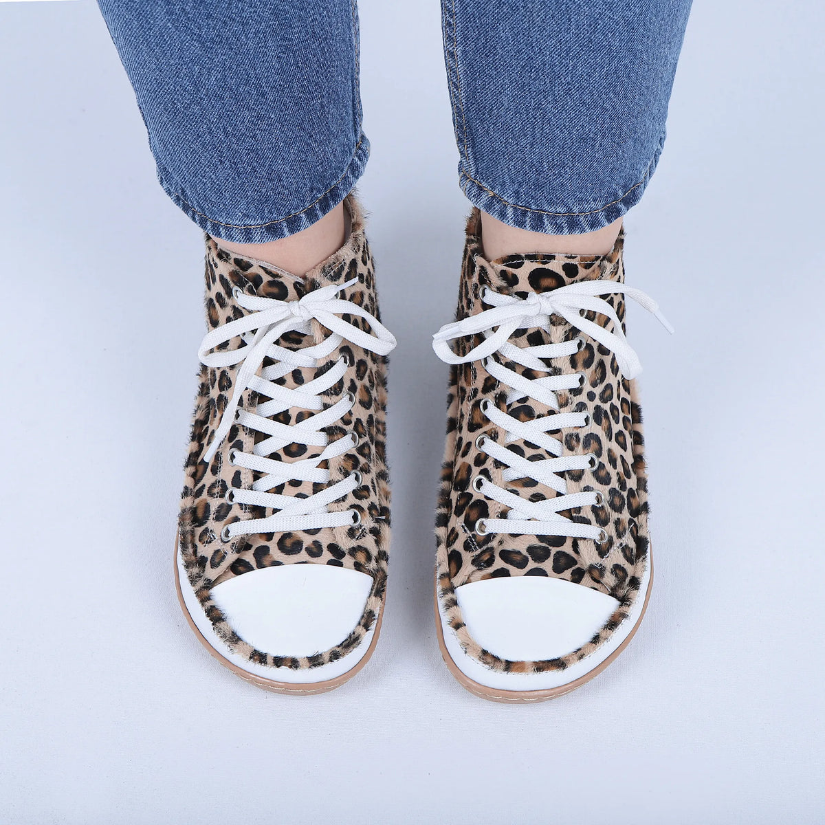 Hair Barefoot Long Boots Converse Shoes – 6mm Rubber Sole – Leopard