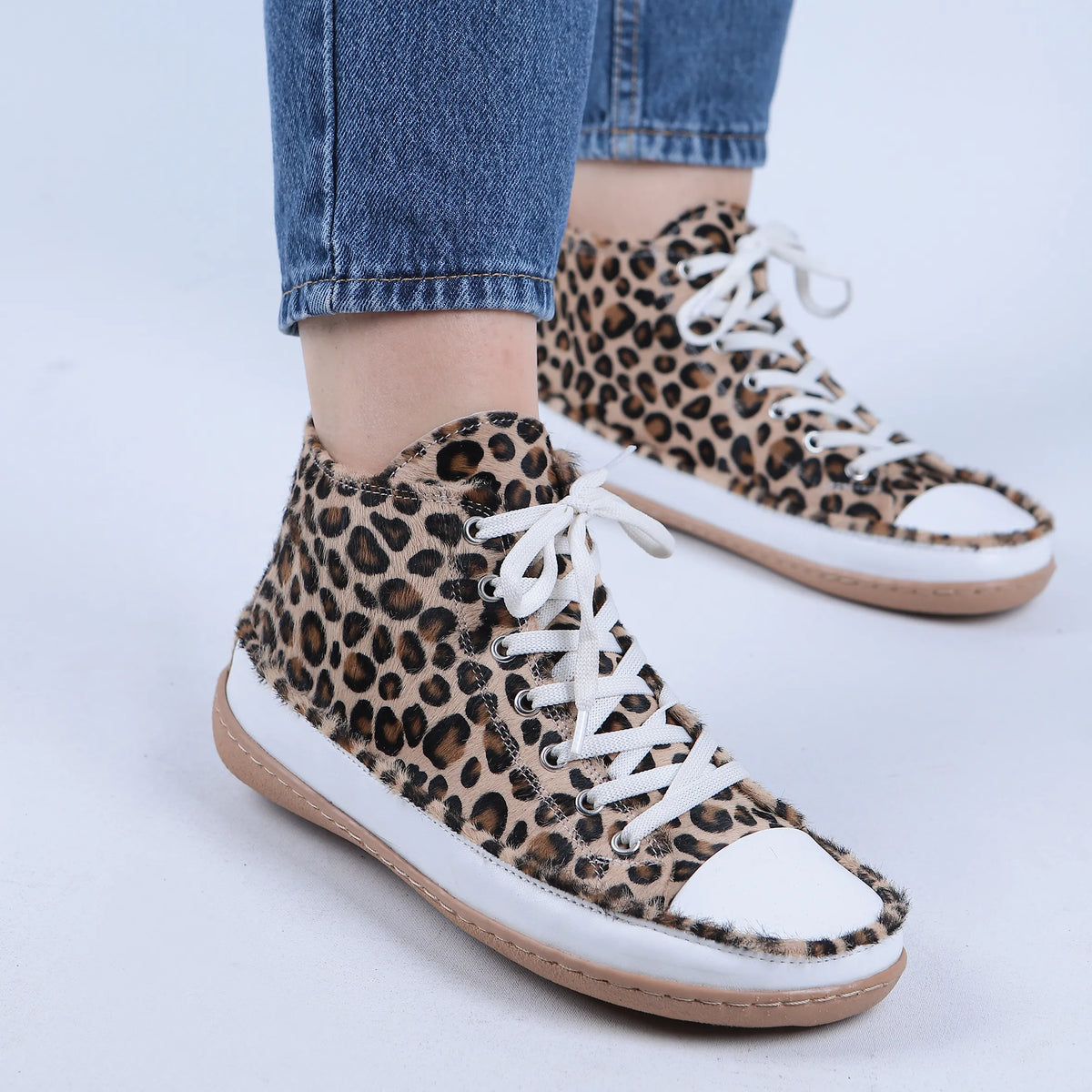 Hair Barefoot Long Boots Converse Shoes – 6mm Rubber Sole – Leopard