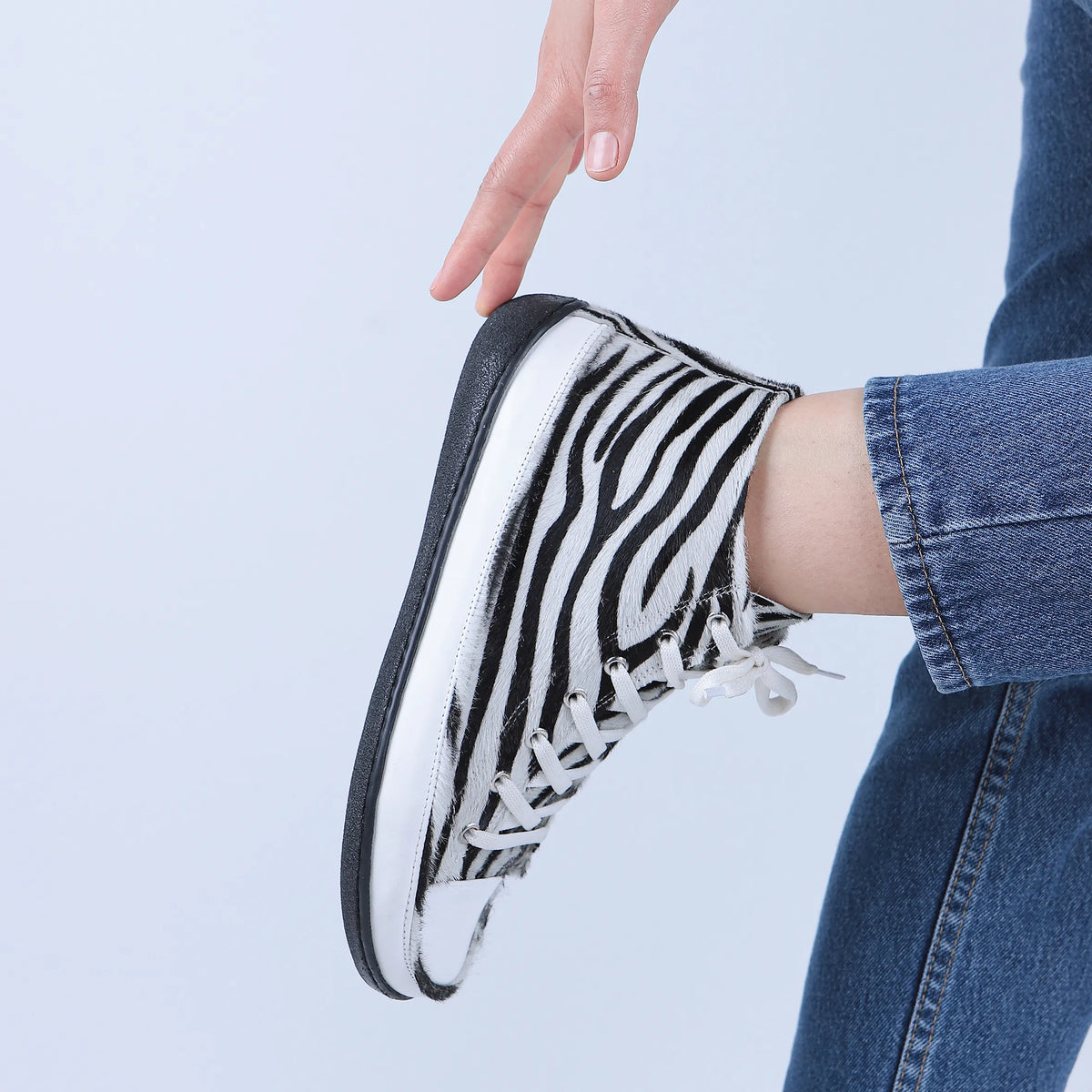 Hair Barefoot Long Boots Converse Shoes – 6mm Rubber Sole – Zebra