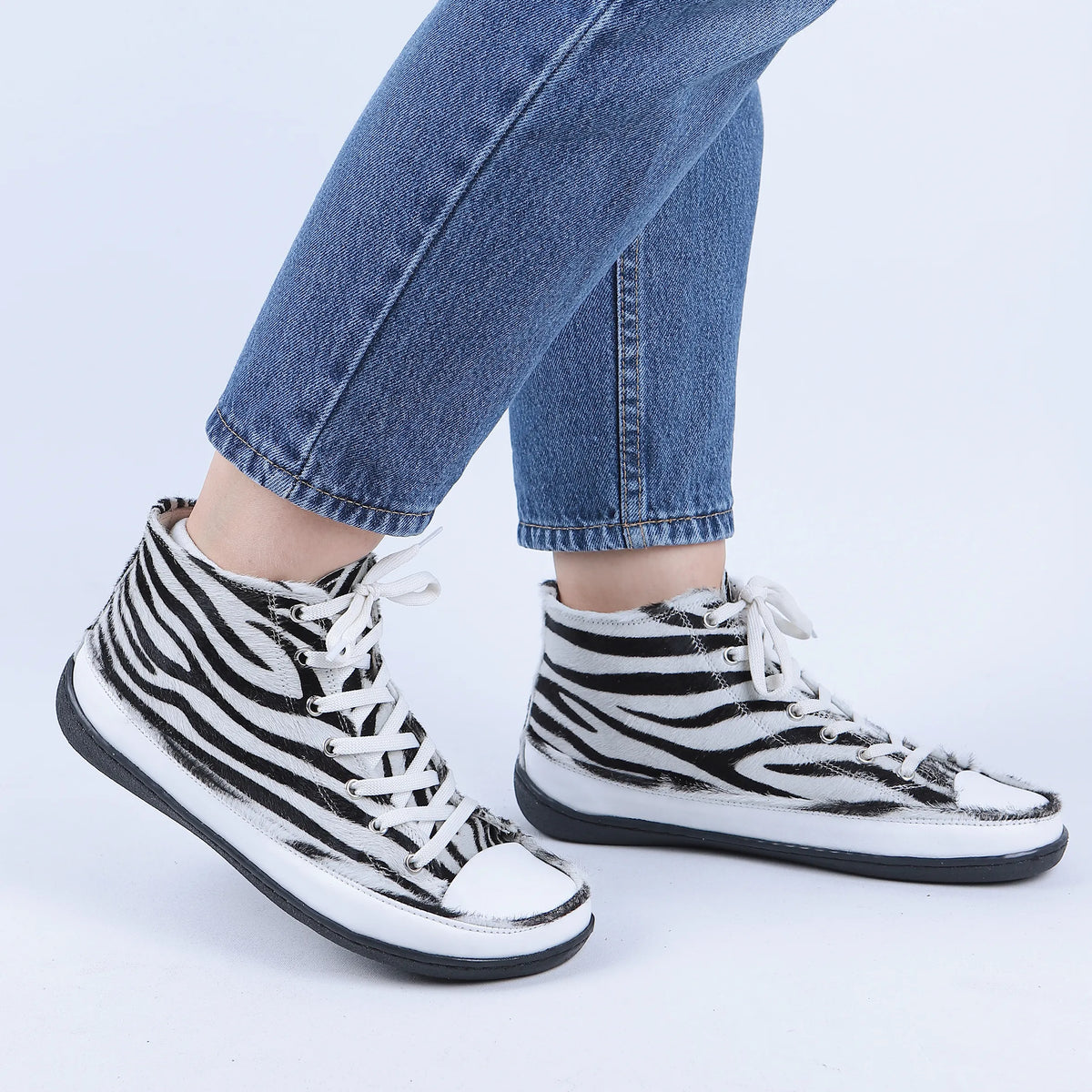 Hair Barefoot Long Boots Converse Shoes – 6mm Rubber Sole – Zebra
