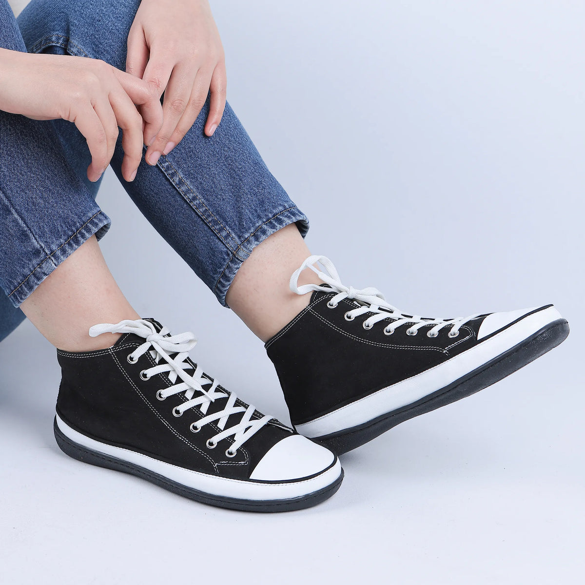 Nubuck Barefoot Long Boots Converse Shoes – 6mm Rubber Sole – Black