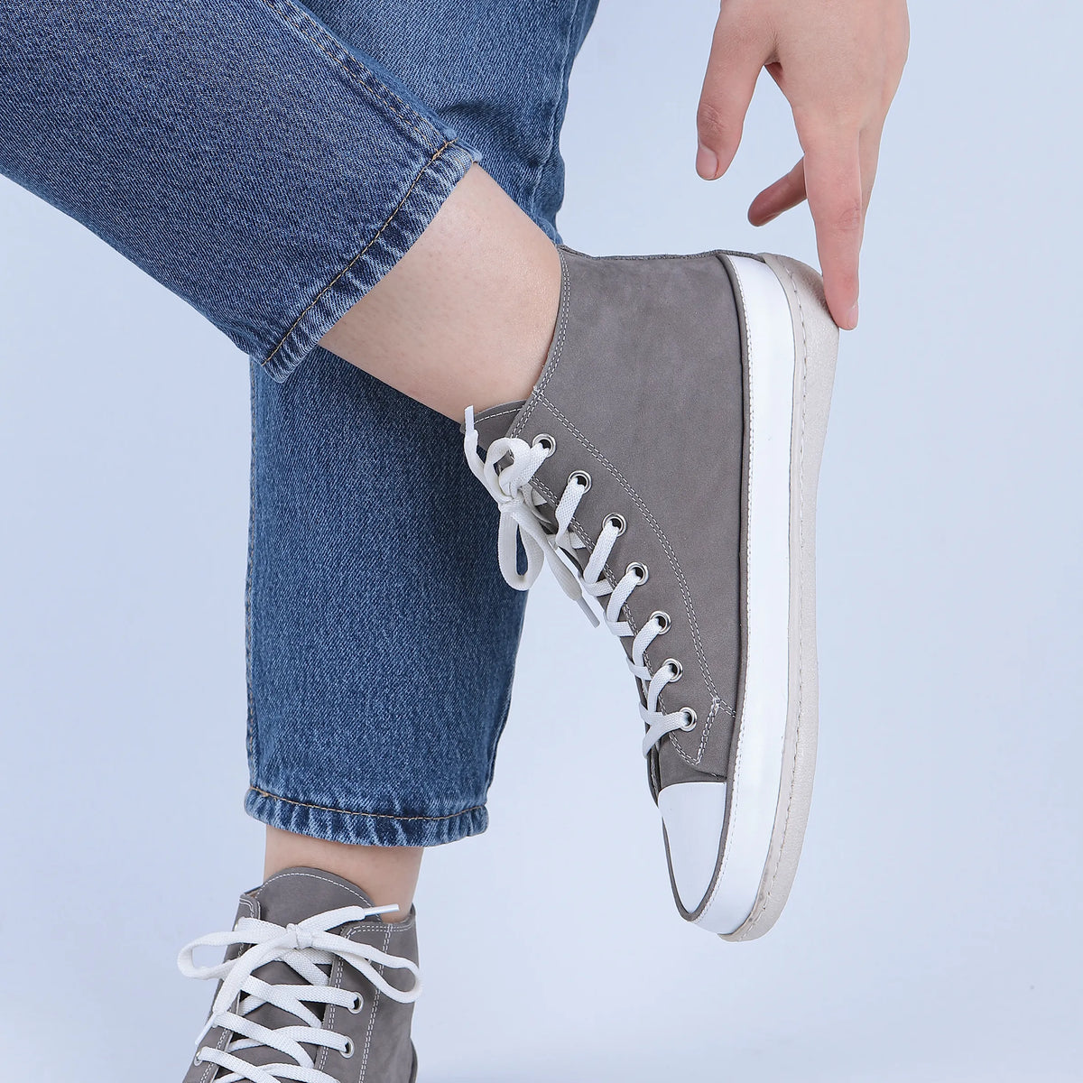 Nubuck Barefoot Long Boots Converse Shoes – 6mm Rubber Sole – Gray