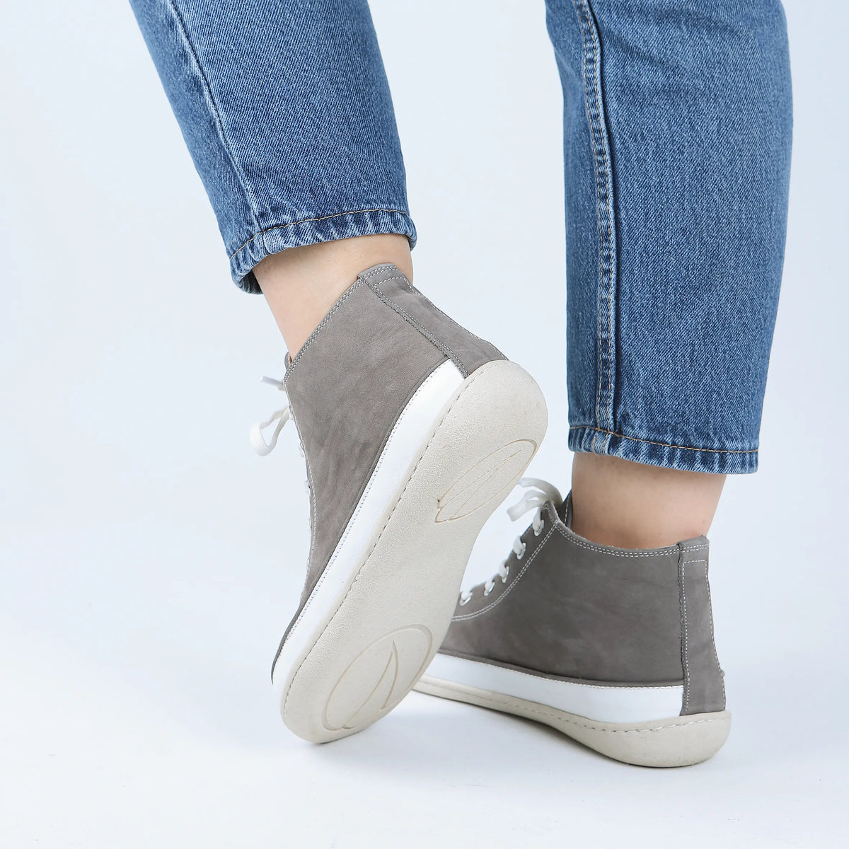 Nubuck Barefoot Long Boots Converse Shoes – 6mm Rubber Sole – Gray