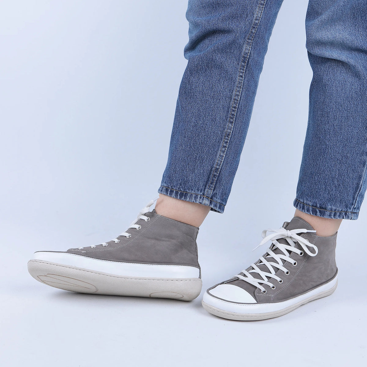 Nubuck Barefoot Long Boots Converse Shoes – 6mm Rubber Sole – Gray