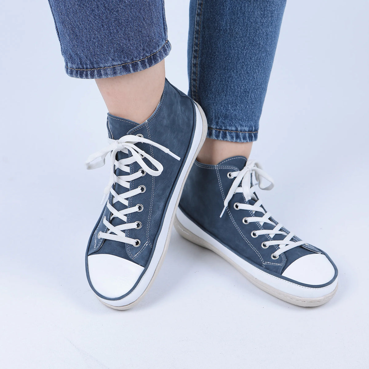 Nubuck Barefoot Long Boots Converse Shoes – 6mm Rubber Sole – Jeans