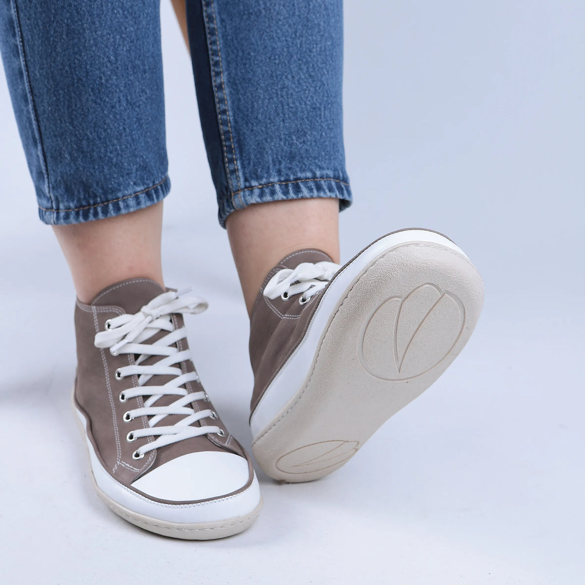 Nubuck Barefoot Long Boots Converse Shoes – 6mm Rubber Sole – Smoked