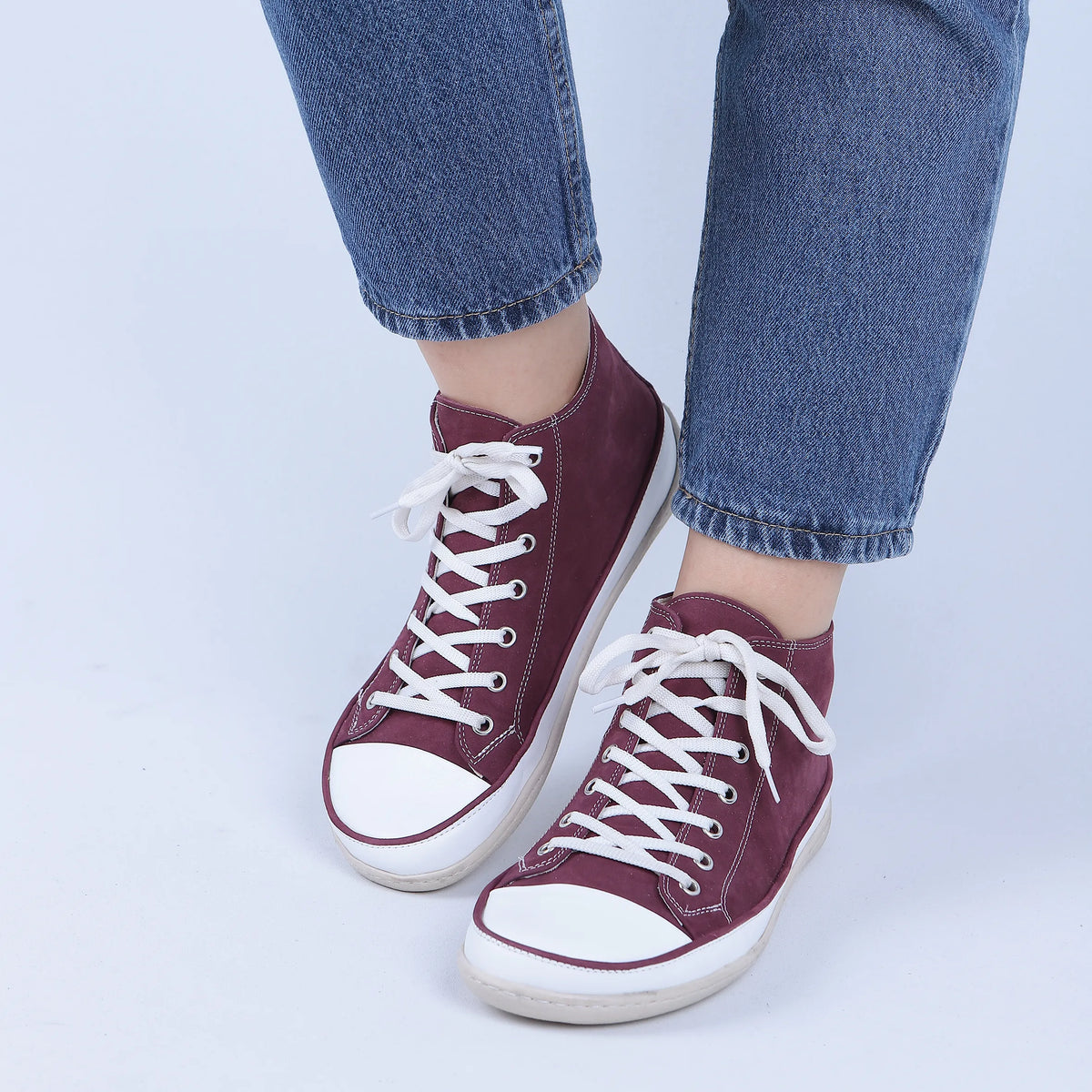 Nubuck Barefoot Long Boots Converse Shoes – 6mm Rubber Sole – Burgundy