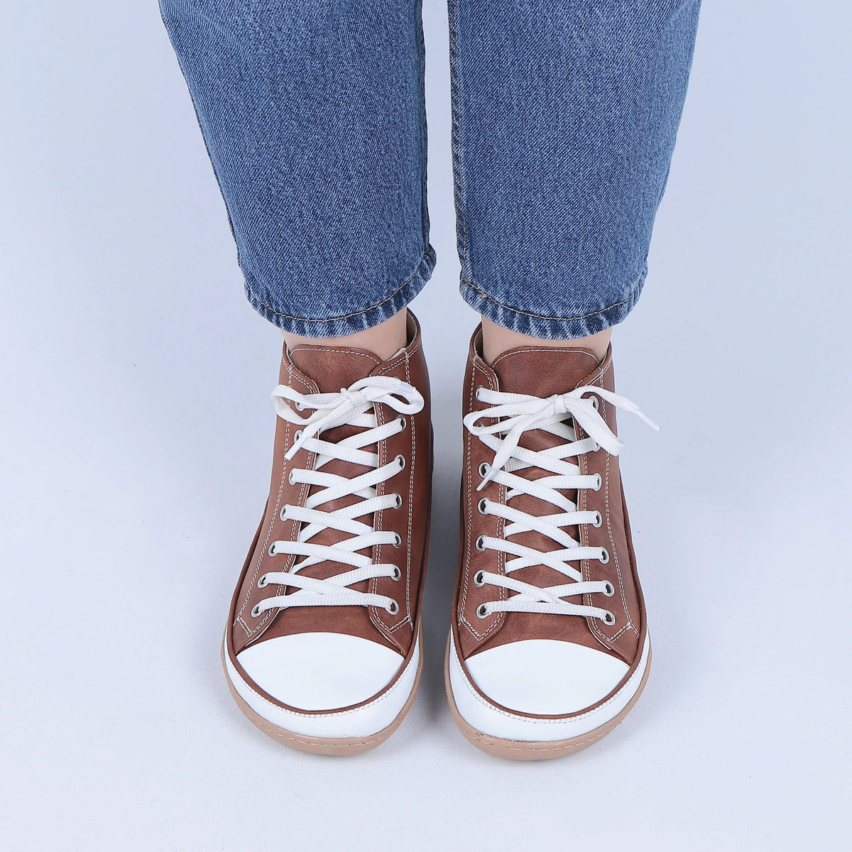 Crazy Barefoot Long Boots Converse Shoes – 6mm Rubber Sole – Brown