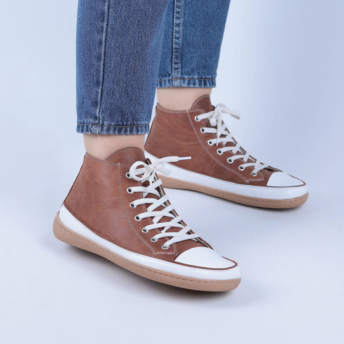 Crazy Barefoot Long Boots Converse Shoes – 6mm Rubber Sole – Brown