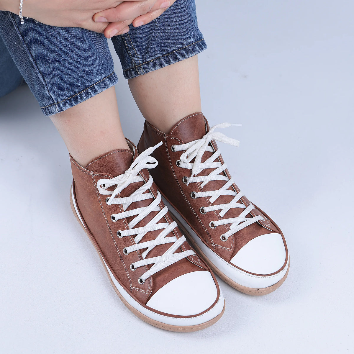 Crazy Barefoot Long Boots Converse Shoes – 6mm Rubber Sole – Brown