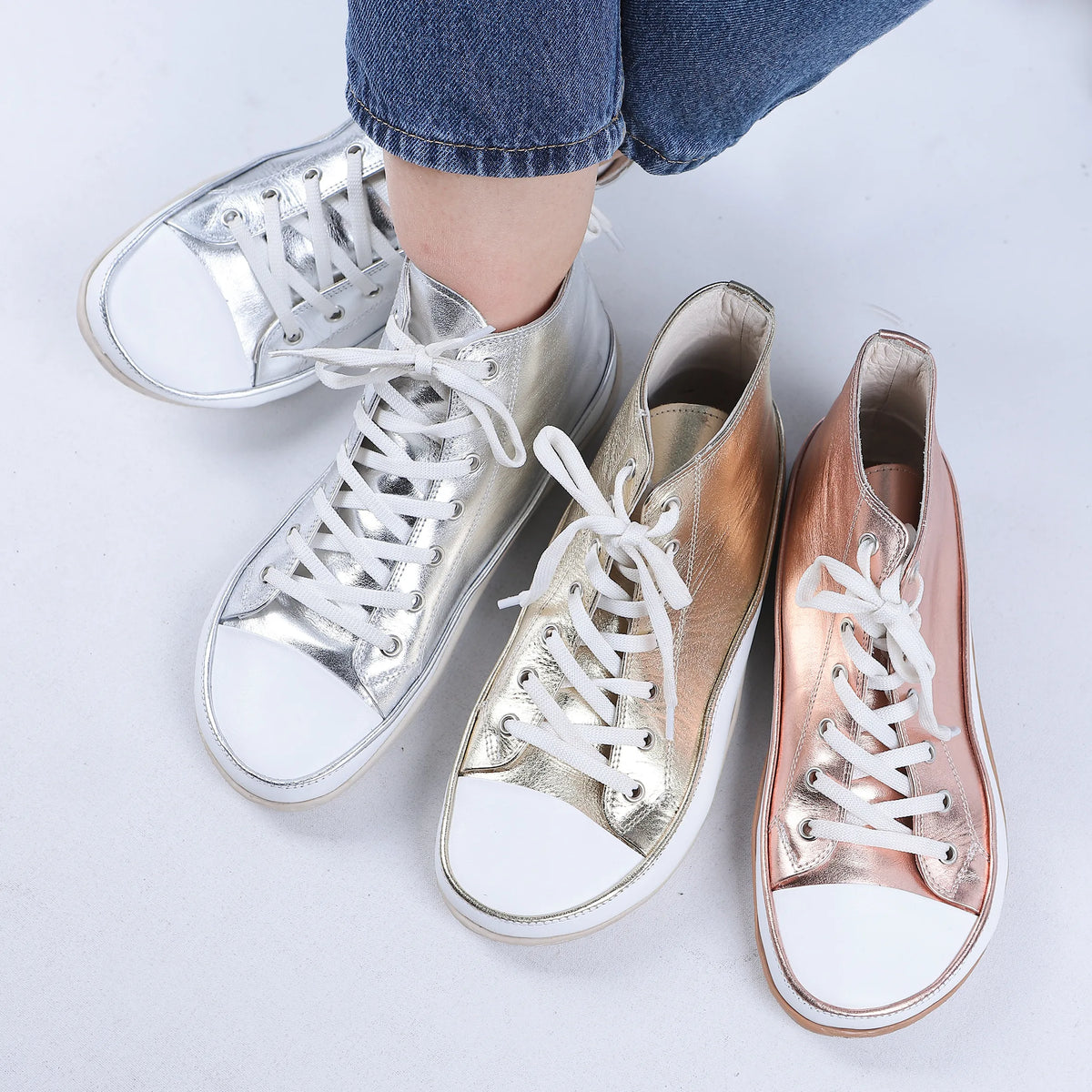 Bright Barefoot Long Boots Converse Shoes – 6mm Rubber Sole – Rose Gold