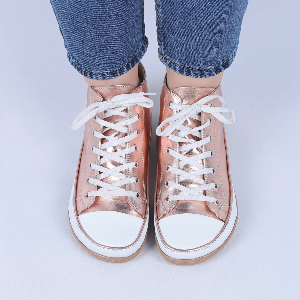 Bright Barefoot Long Boots Converse Shoes – 6mm Rubber Sole – Rose Gold