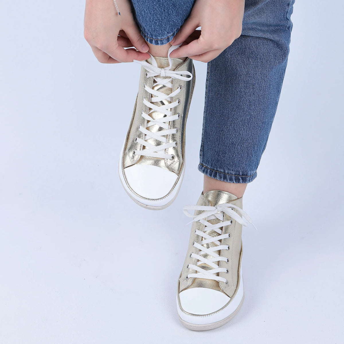 Bright Barefoot Long Boots Converse Shoes – 6mm Rubber Sole – Gold