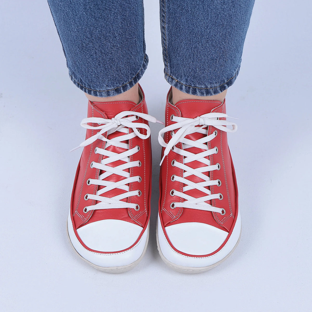 Smooth Barefoot Long Boots Converse Shoes – 6mm Rubber Sole – Red