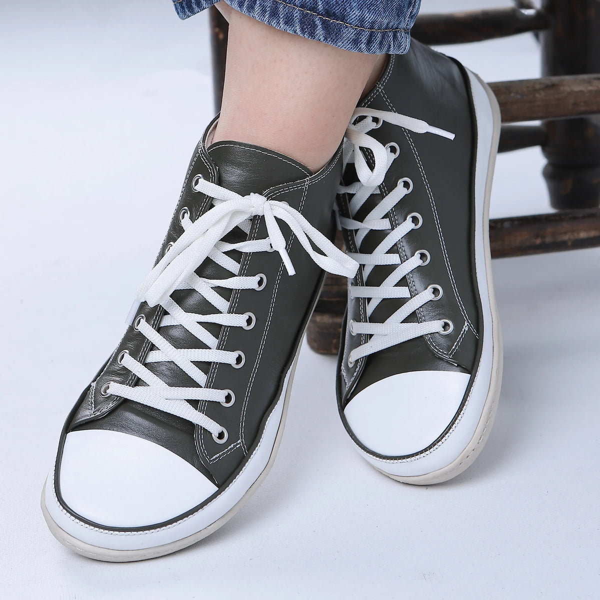 Smooth Barefoot Long Boots Converse Shoes – 6mm Rubber Sole – Olive Green