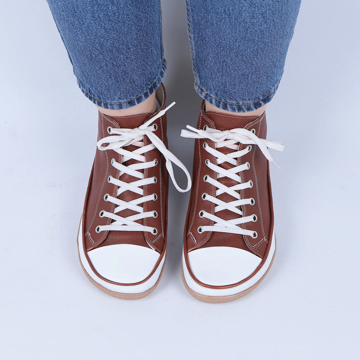 Smooth Barefoot Long Boots Converse Shoes – 6mm Rubber Sole – Brown