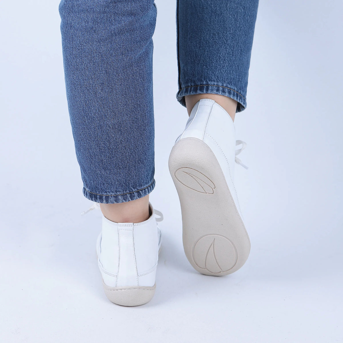 Smooth Barefoot Long Boots Converse Shoes – 6mm Rubber Sole – Full White