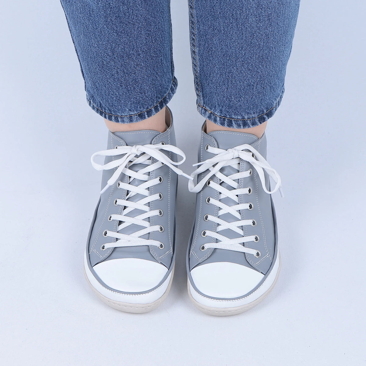 Smooth Barefoot Long Boots Converse Shoes – 6mm Rubber Sole – Gray