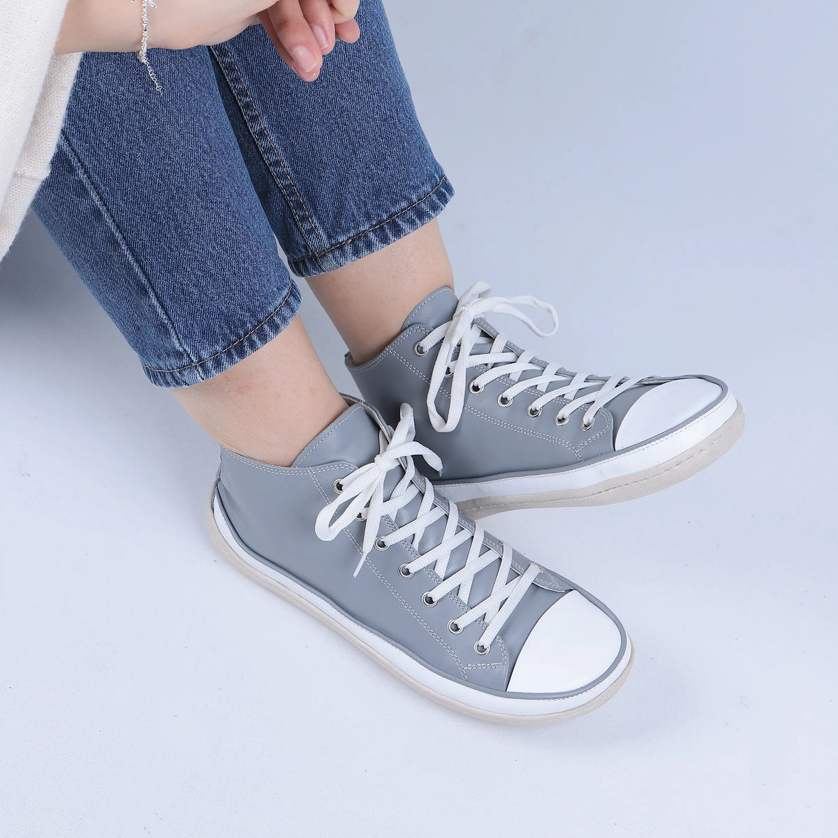 Smooth Barefoot Long Boots Converse Shoes – 6mm Rubber Sole – Gray