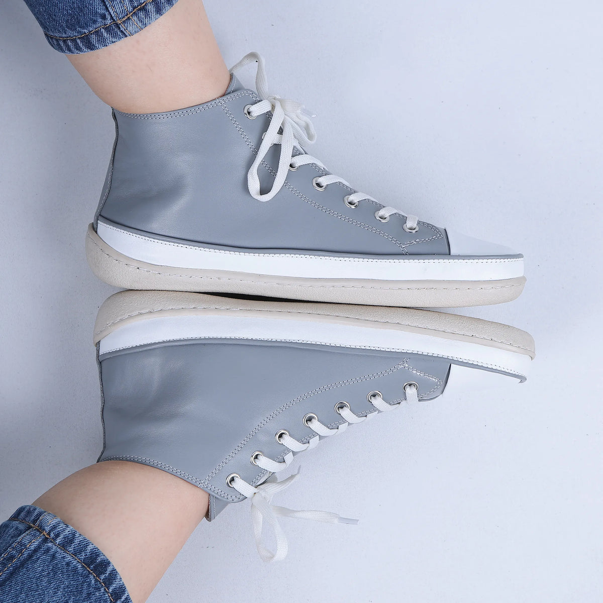 Smooth Barefoot Long Boots Converse Shoes – 6mm Rubber Sole – Gray