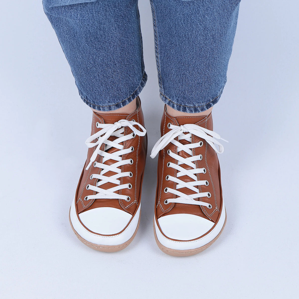 Smooth Barefoot Long Boots Converse Shoes – 6mm Rubber Sole – Tan